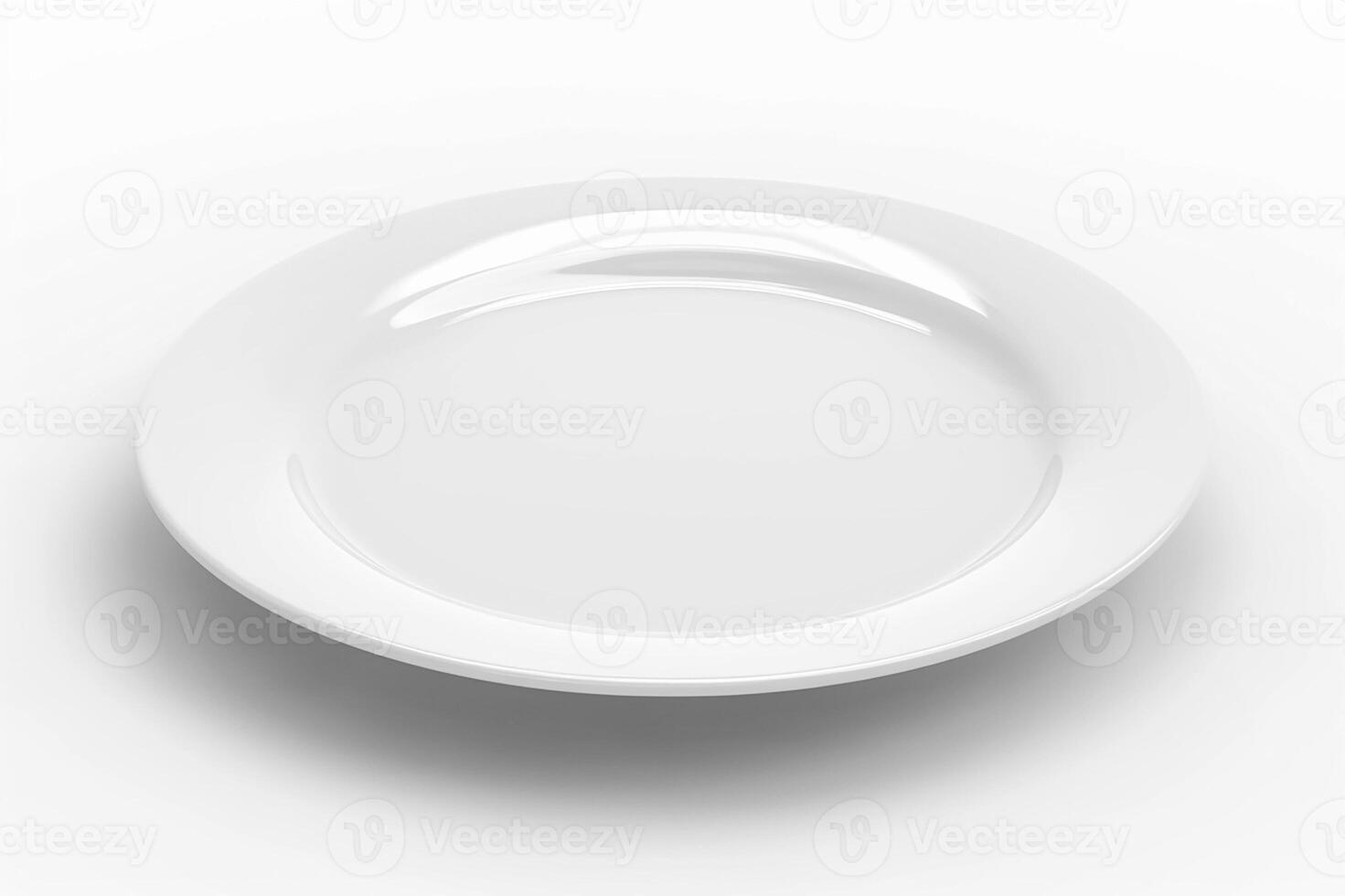 3D render of a blank white plate for advertising on a white background photo