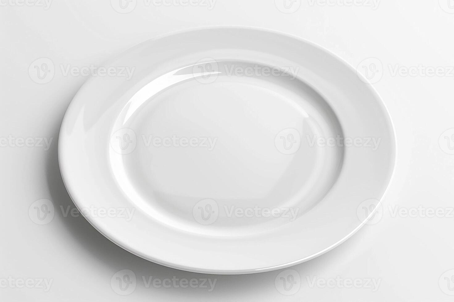Advertising white blank plate, 3D rendered on white background photo