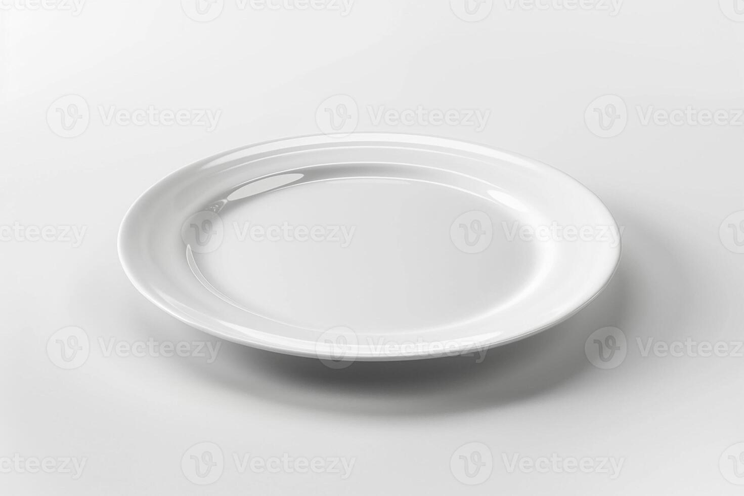 3D render of an advertising blank white plate, white background photo