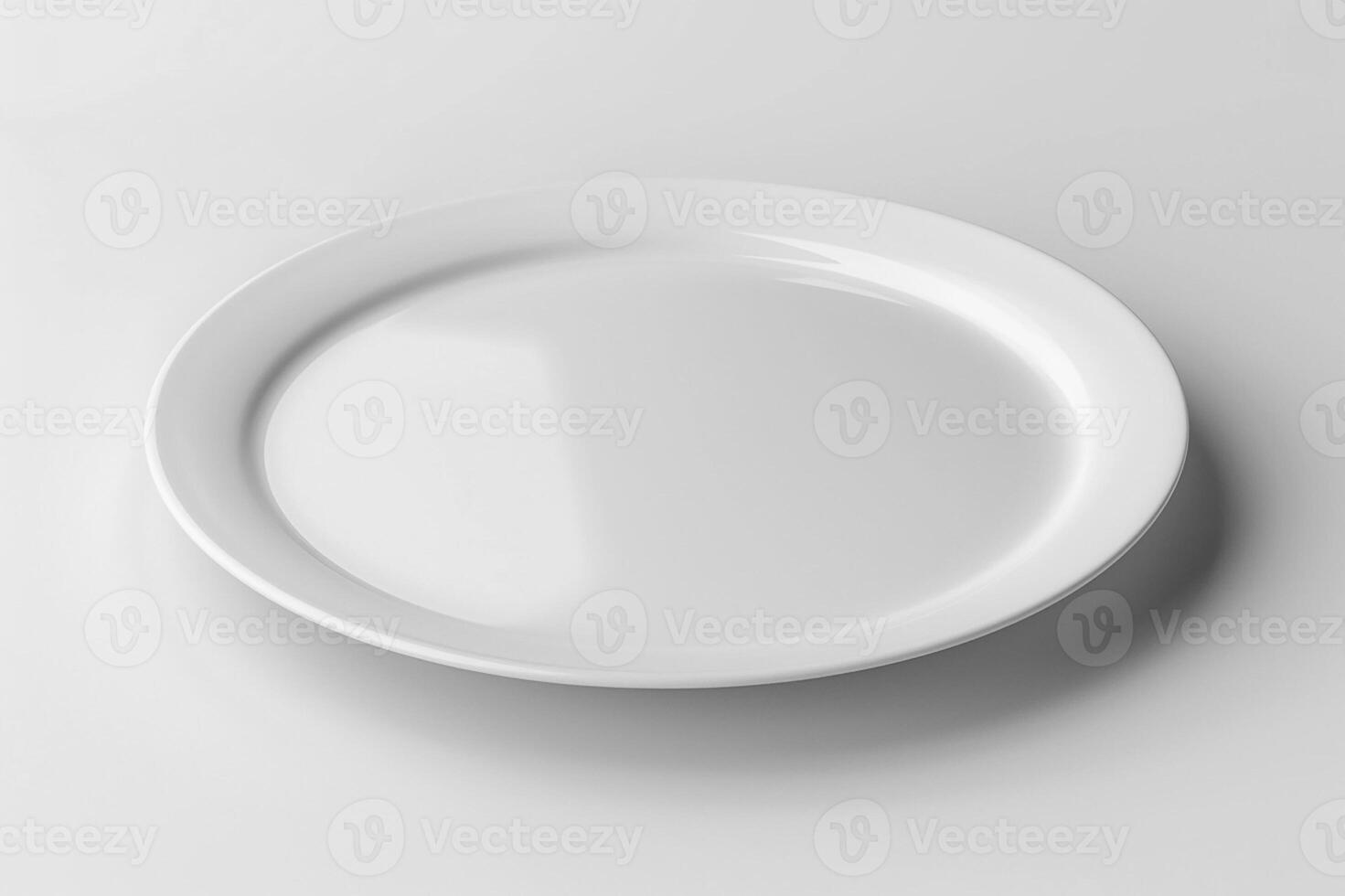 3D render of a blank white advertising plate on a white backdrop photo
