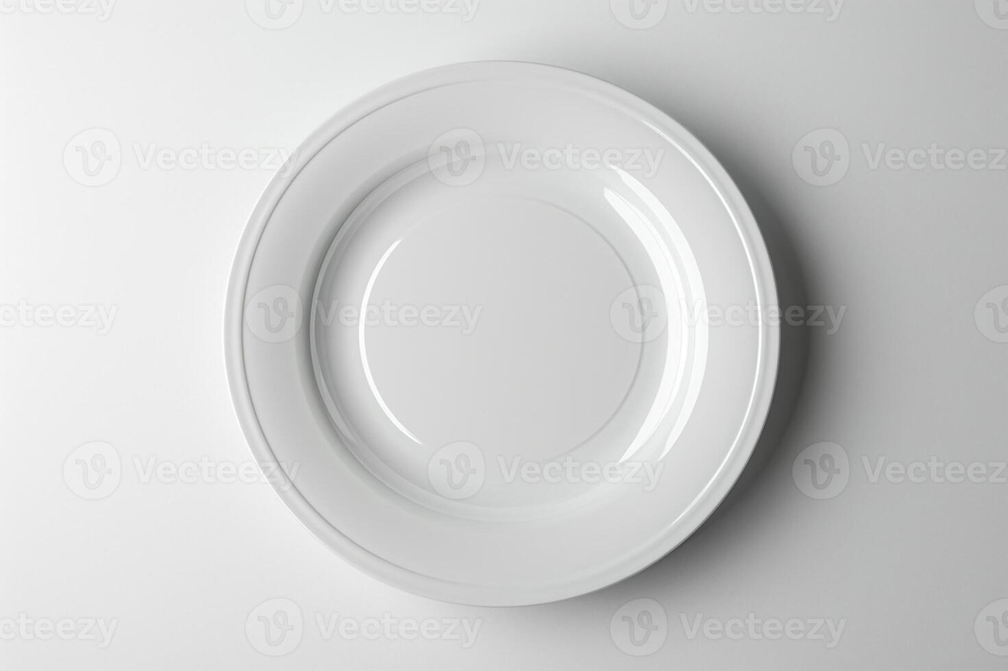 3D render of a blank advertising white plate on a white background photo