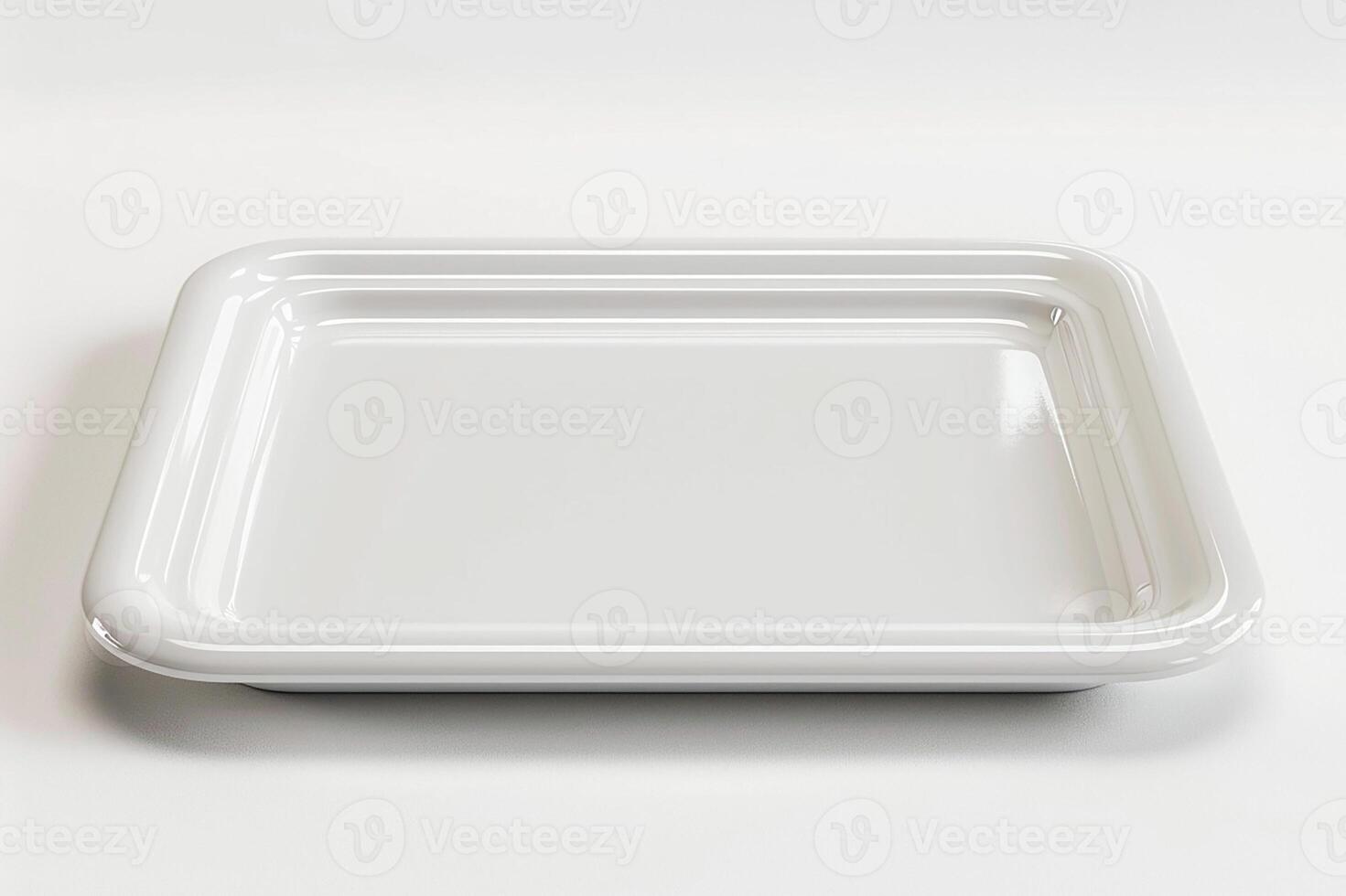 Blank advertising plate in white, 3D render, white background photo