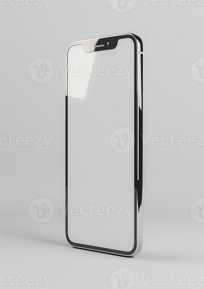 High-quality 3D rendered smartphone mockup with a blank screen, great for website showcases photo