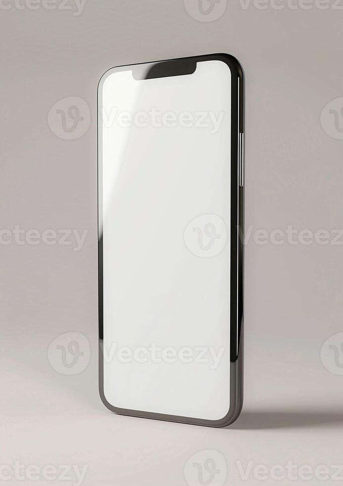 3D render of a premium blank screen smartphone mockup, ideal for apps and websites photo