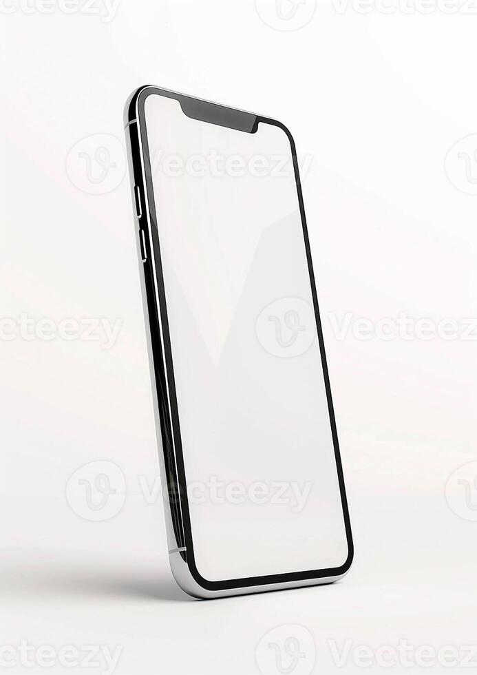 3D render of a blank screen smartphone mockup, perfect for displaying brand and website designs photo