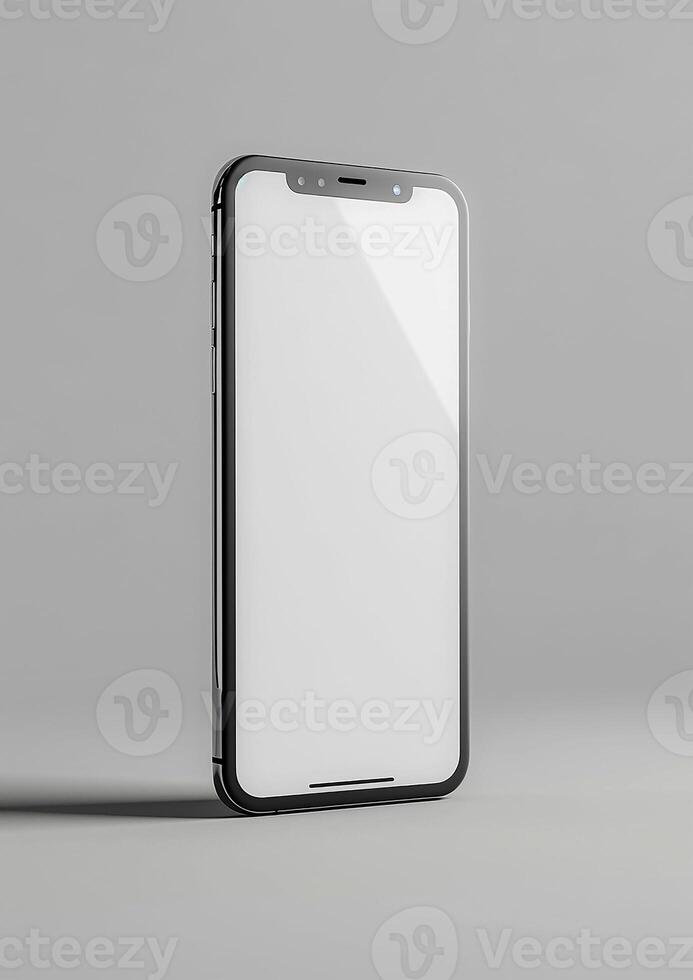 High-quality 3D rendered smartphone mockup with a blank screen, great for website showcases photo