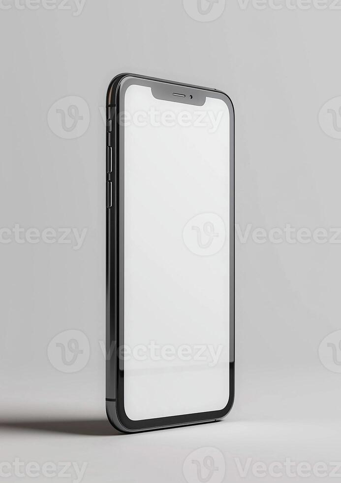 High-quality 3D render of a premium blank screen smartphone mockup, ideal for branding photo