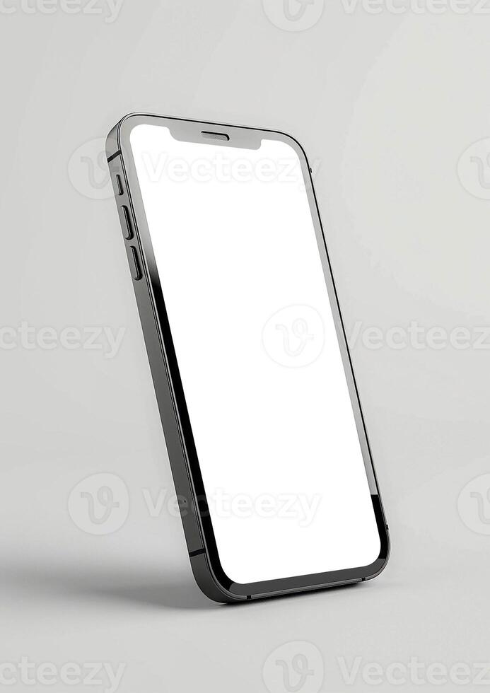 Premium blank screen smartphone mockup in a realistic 3D render, perfect for apps and brand designs photo