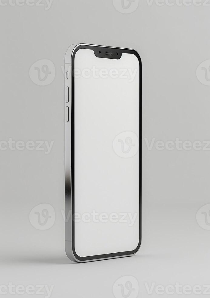 3D render of a blank screen smartphone mockup, perfect for displaying brand and website designs photo