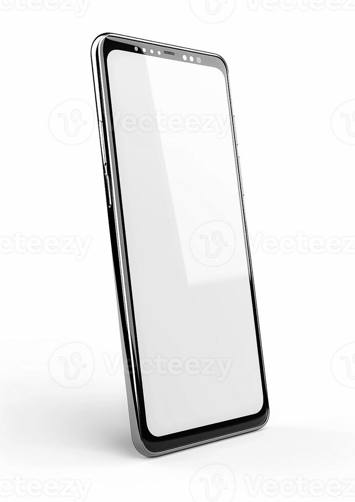 Realistic high-quality smartphone mockup with a blank screen, 3D rendered for app showcases photo