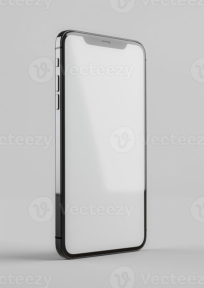 High-quality 3D render of a premium blank screen smartphone mockup, ideal for branding photo