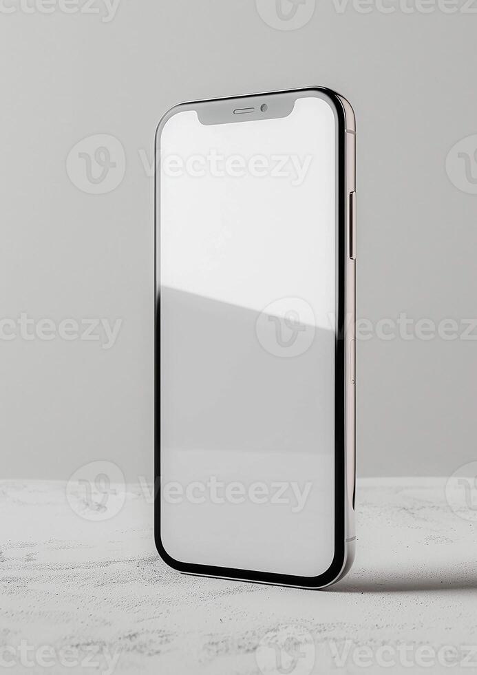 High-quality 3D rendered smartphone mockup with a blank screen, great for website showcases photo