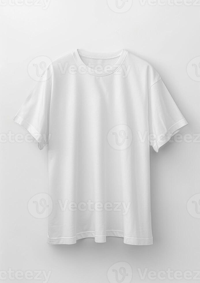 T-shirt mockup placed on a plain white background, 3D render for advertising photo