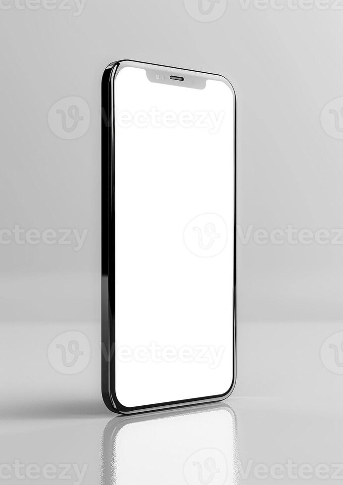 Premium blank screen smartphone mockup in a realistic 3D render, perfect for apps and brand designs photo