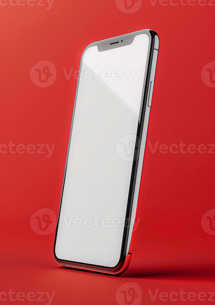 Premium smartphone mockup with a blank screen, realistic 3D render for app and website showcases photo