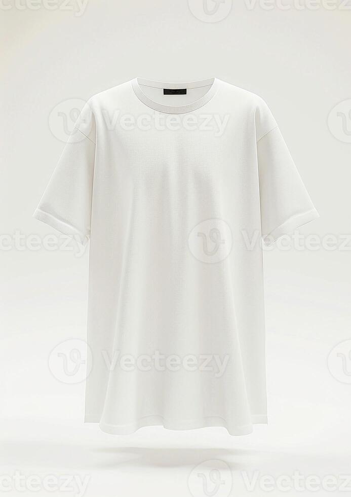 T-shirt mockup placed on a plain white background, 3D render for advertising photo