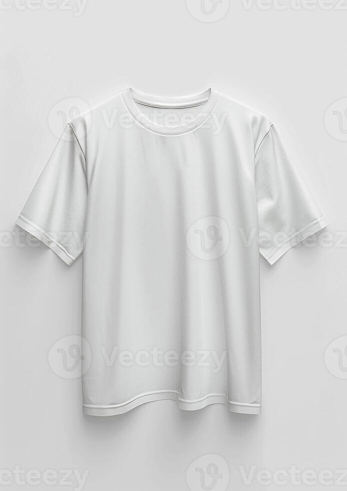 T-shirt mockup on white background in 3D render, for branding purposes photo