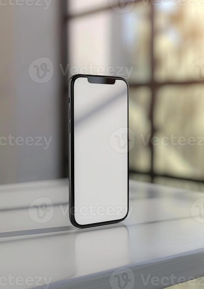 Showcase your app designs with a realistic high-quality smartphone mockup, 3D rendered blank screen photo