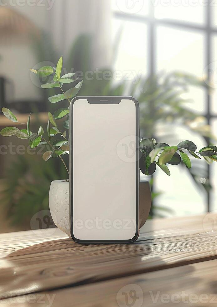 Premium blank screen smartphone mockup in a realistic 3D render, ideal for branding photo