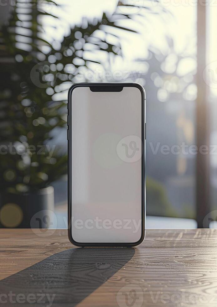 Premium realistic smartphone mockup with a blank screen, high-quality 3D render for showcases photo