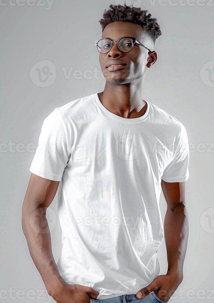 T-shirt mockup on white background in 3D render, for branding purposes photo