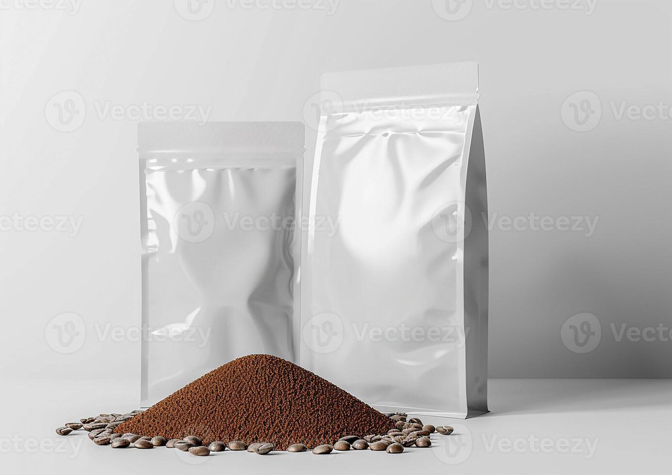 Create eye-catching coffee packaging designs with a blank bag template ideal for whole bean and ground coffee enthusiasts. photo