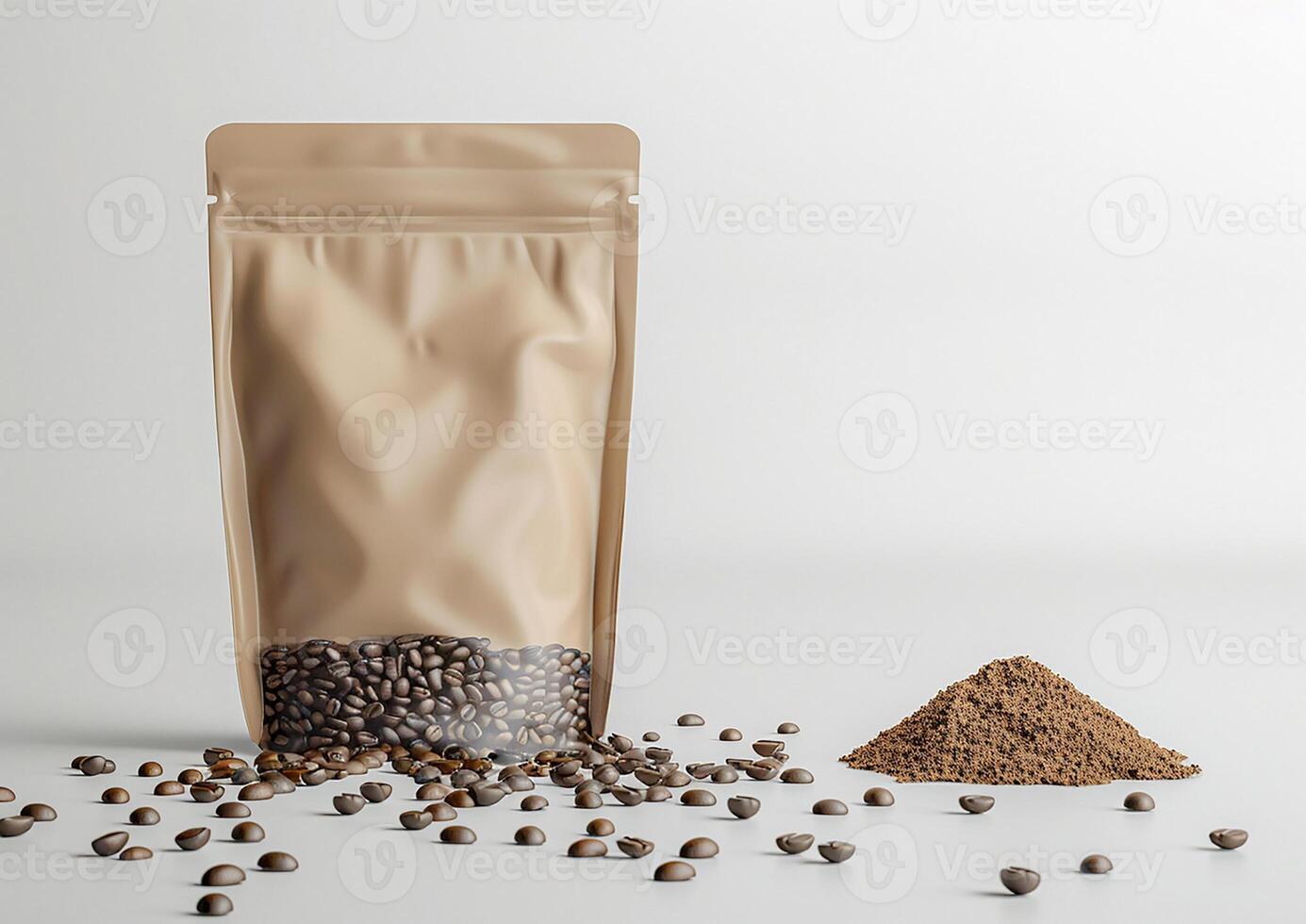 Elevate your coffee branding strategy with a blank bag template designed for whole bean and ground coffee packaging excellence. photo