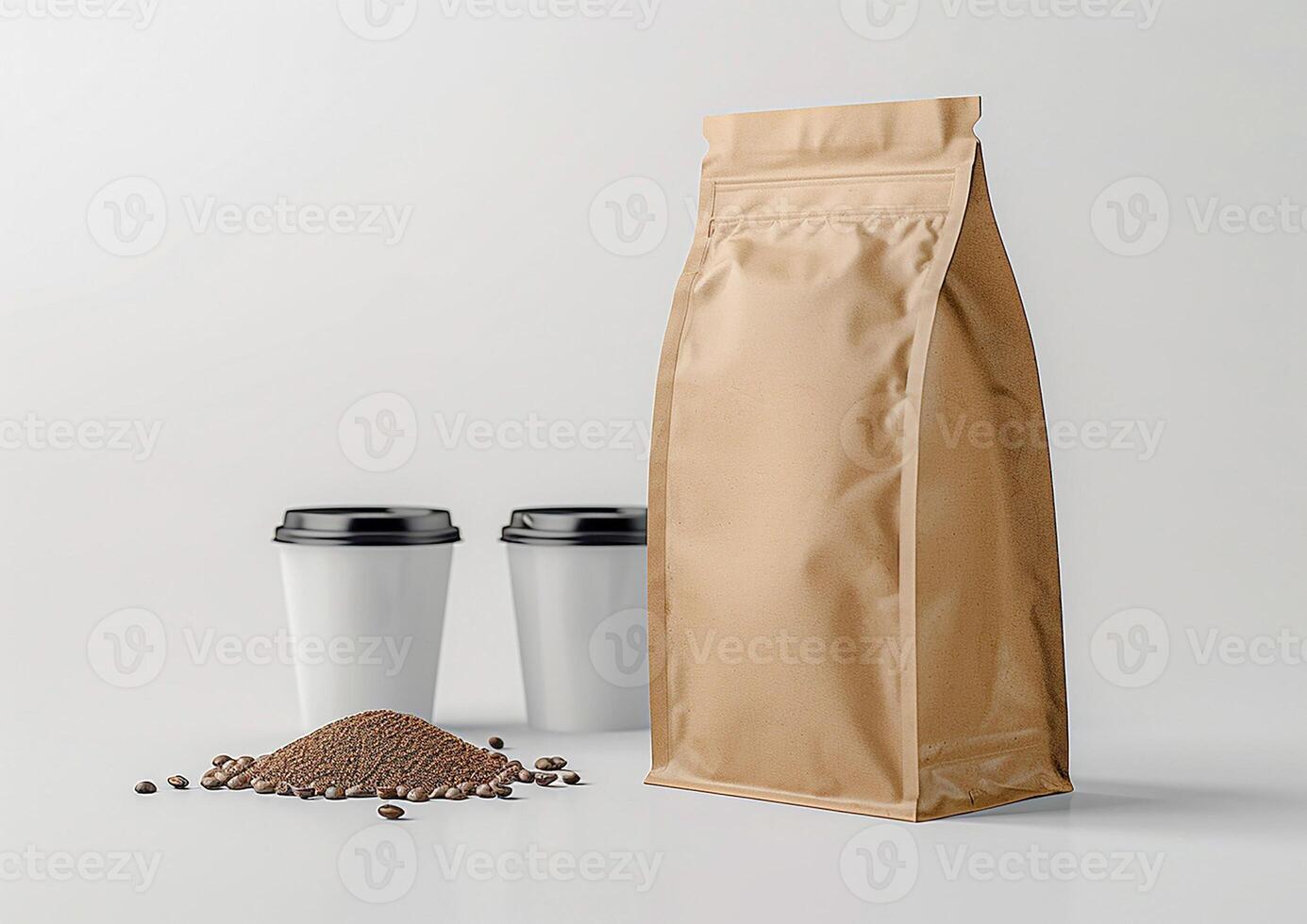 Elevate your coffee branding strategy with a blank bag template designed for whole bean and ground coffee packaging excellence. photo