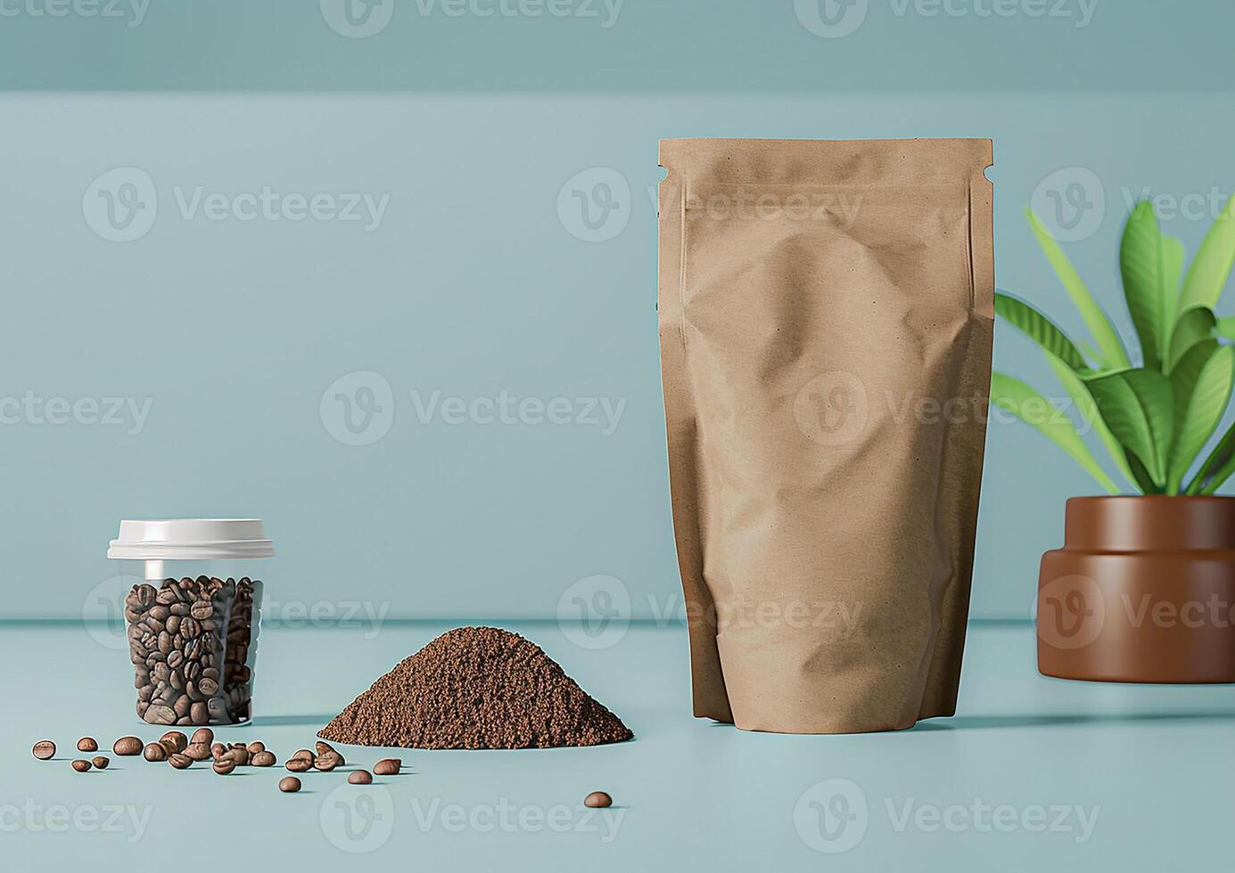 Design the perfect packaging for your coffee products using a blank template tailored for whole beans and ground coffee. photo
