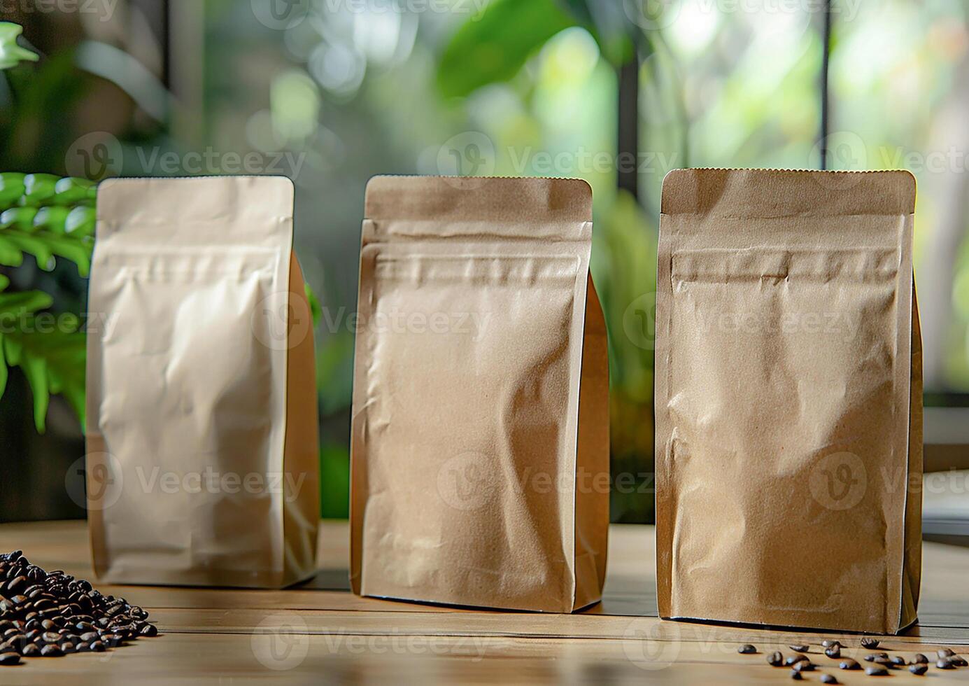 Capture attention with a blank bag template crafted to emphasize the quality of both whole bean and ground coffee products. photo
