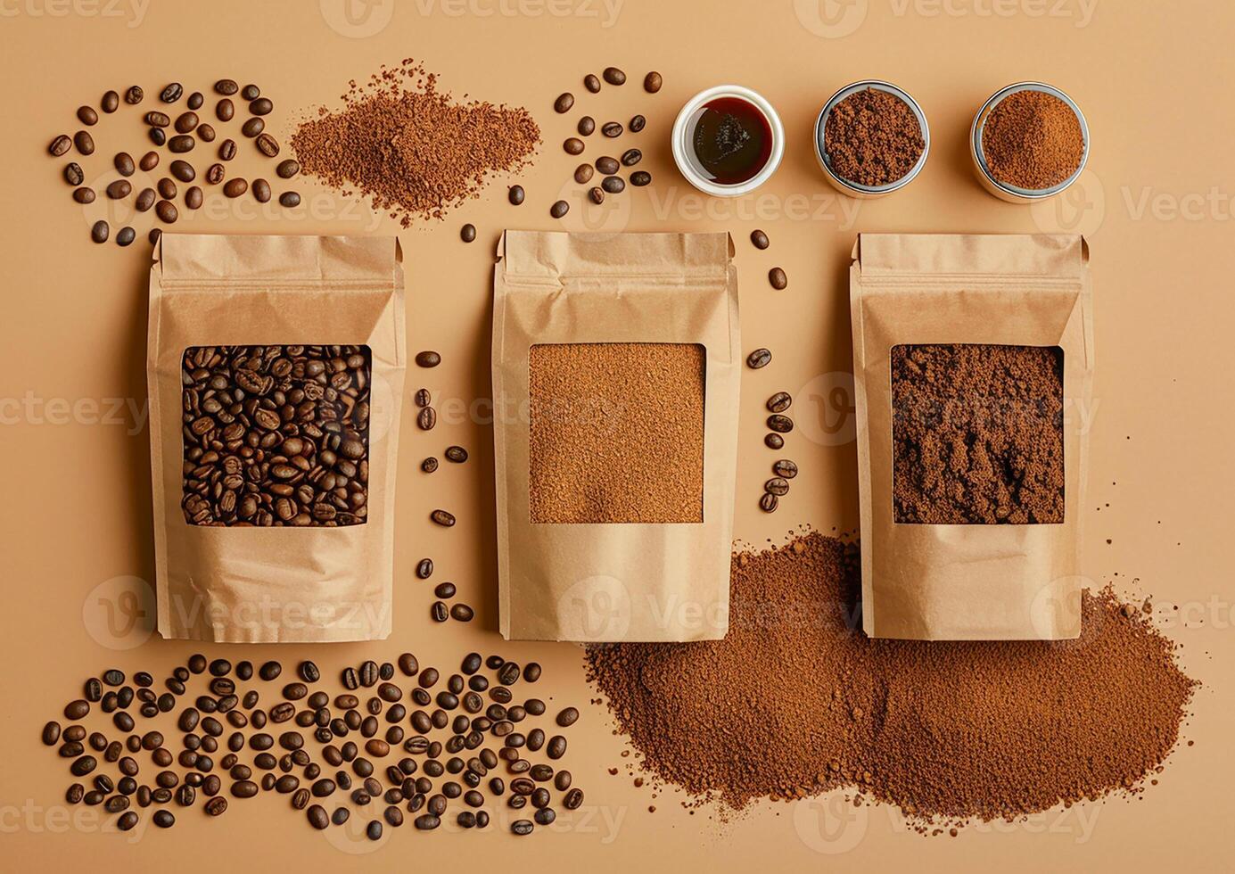 Design the perfect packaging for your coffee products using a blank template tailored for whole beans and ground coffee. photo