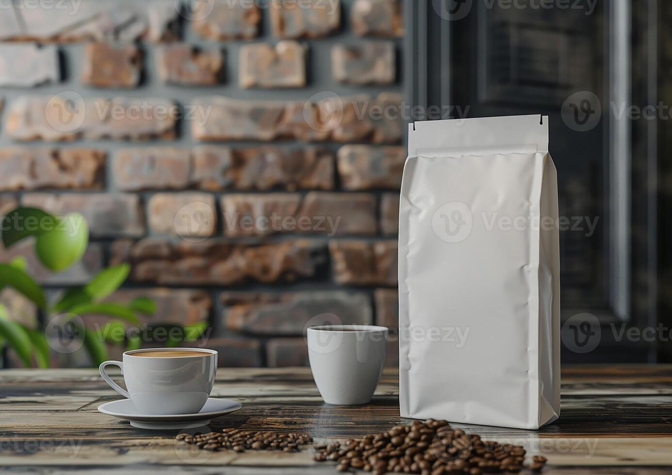 Enhance your coffee product's appeal with a blank bag template ideal for showcasing whole bean and ground coffee options. photo
