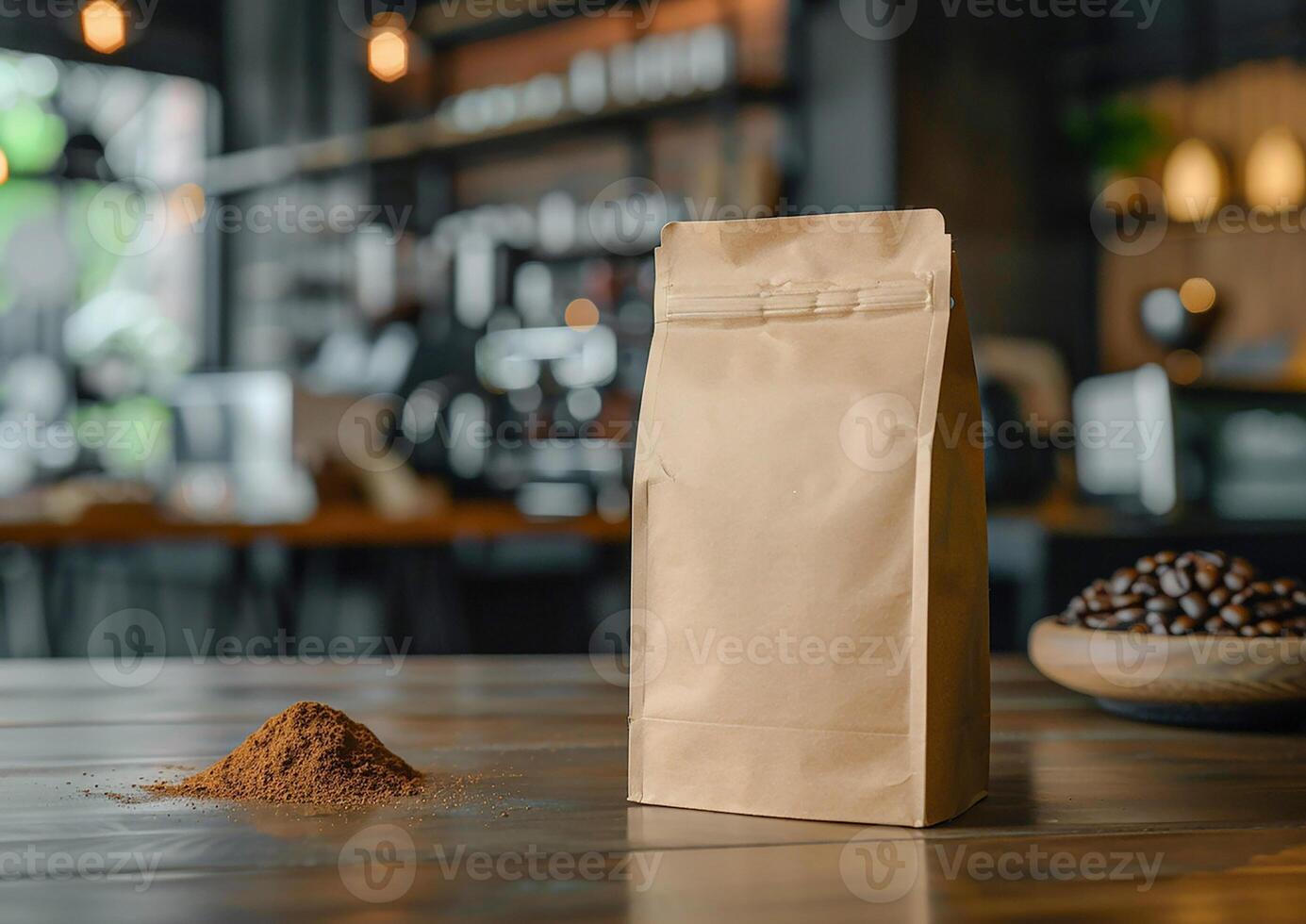 Tailor your coffee packaging design with a versatile blank bag template suitable for both whole bean and ground coffee packaging. photo