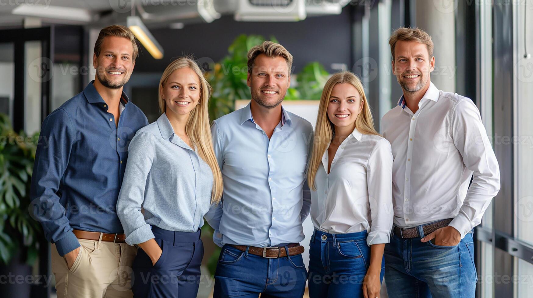 Office portrait of a successful business team, confident and accomplished individuals, photo