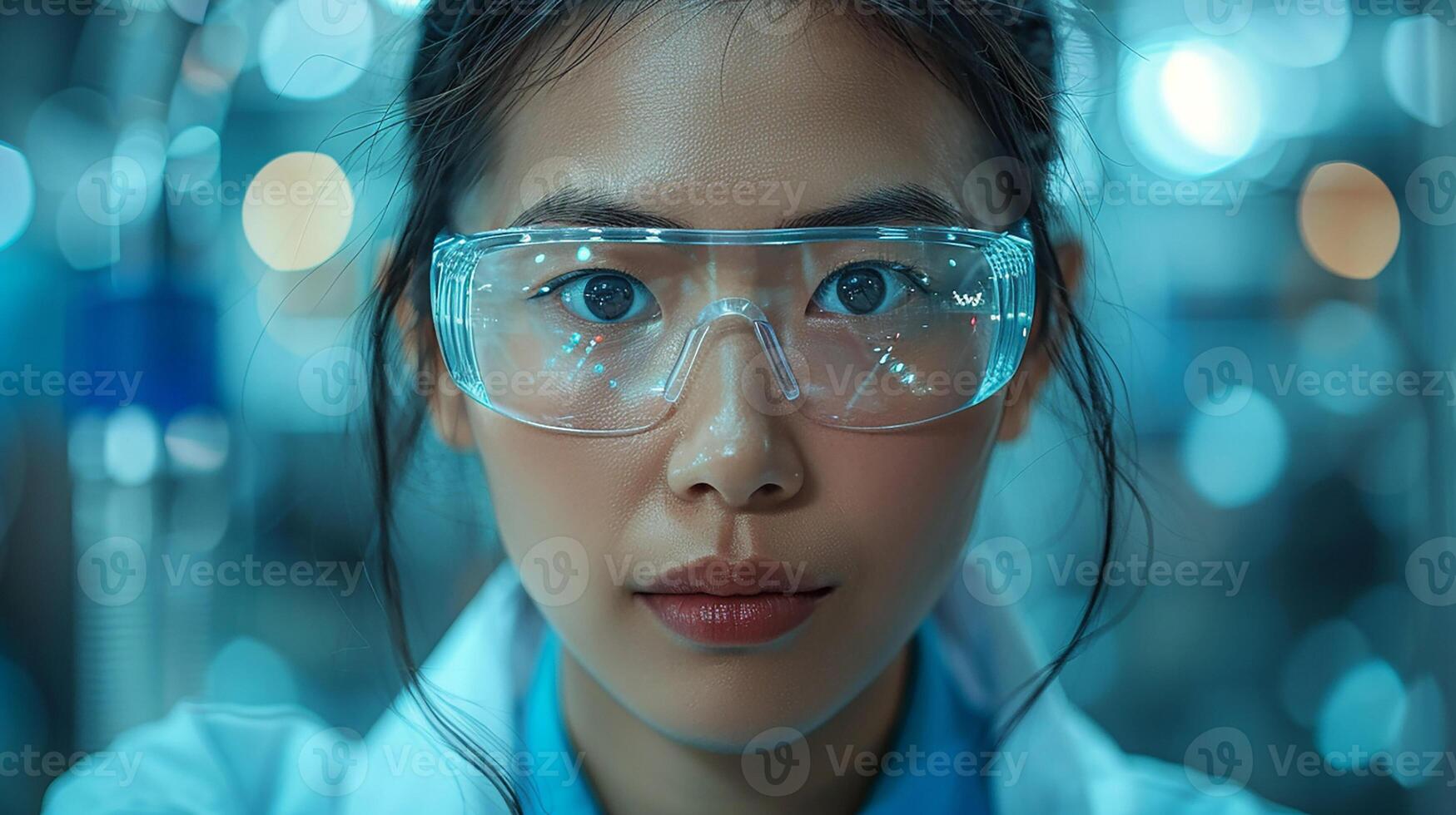Asian female engineer in protective wear, managing process via screen in factory, photo