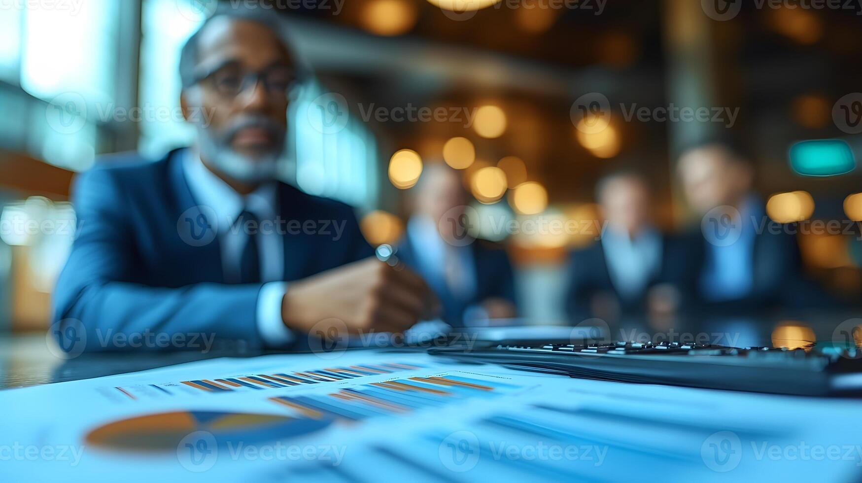 Business consultant, discuss, plan, analyze investment and marketing on. photo