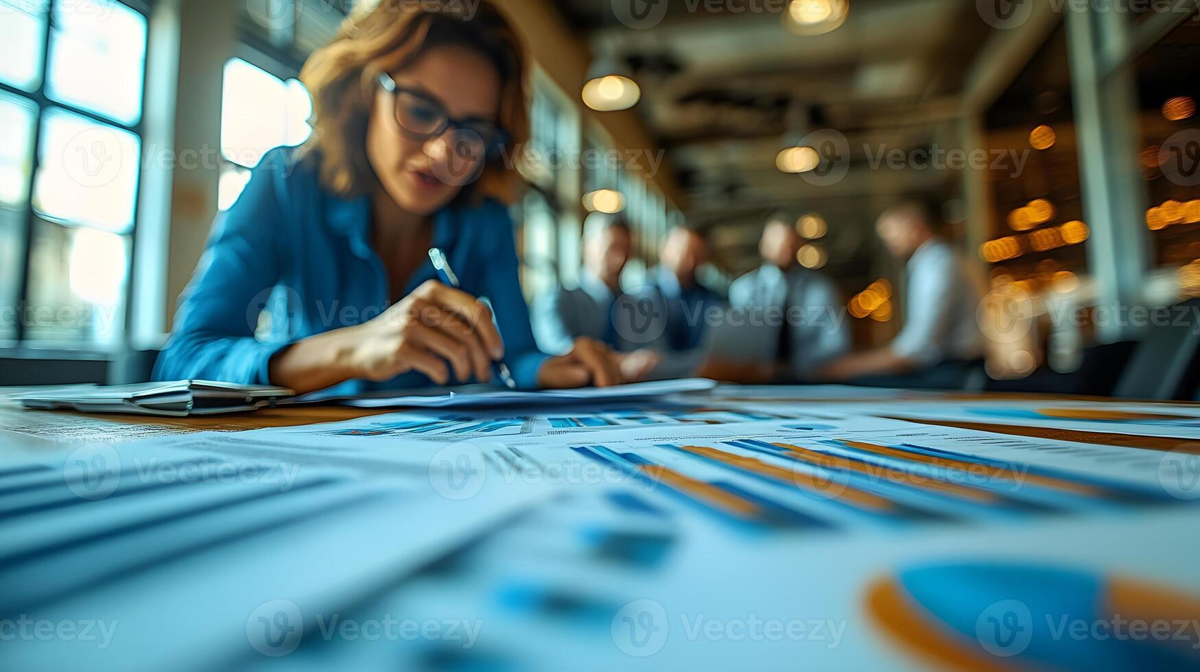 Business consultant, discuss, plan, analyze investment and marketing on. photo