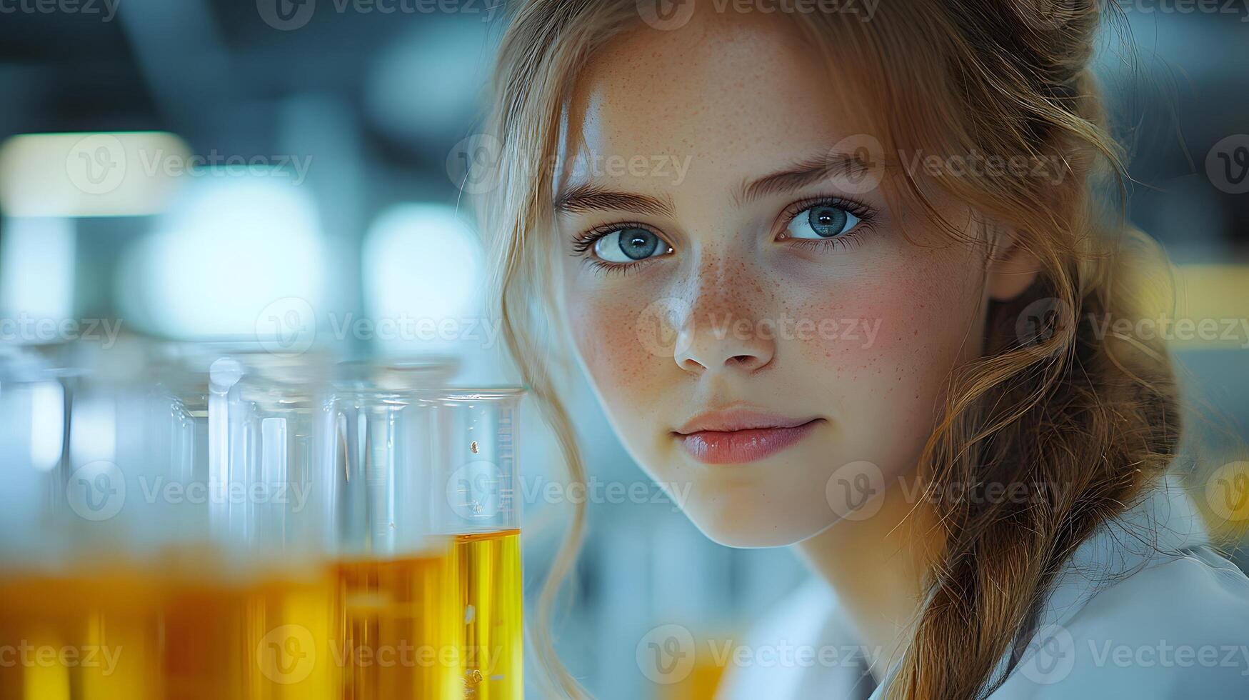 Cropped shot of a Girl scientist fun science experiments for kids, science lab. photo