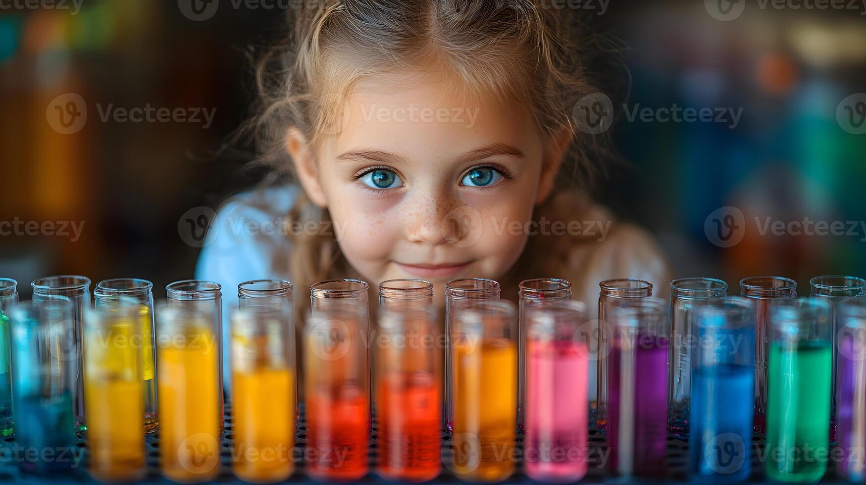 Cropped shot of a Girl scientist fun science experiments for kids, science lab. photo