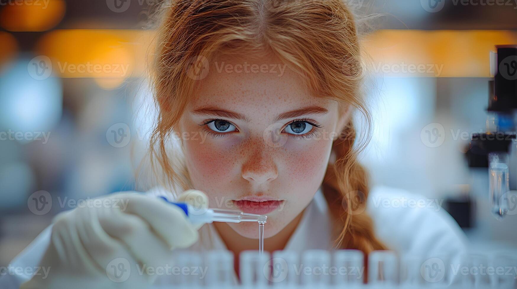 Cropped shot of a Girl scientist fun science experiments for kids, science lab. photo
