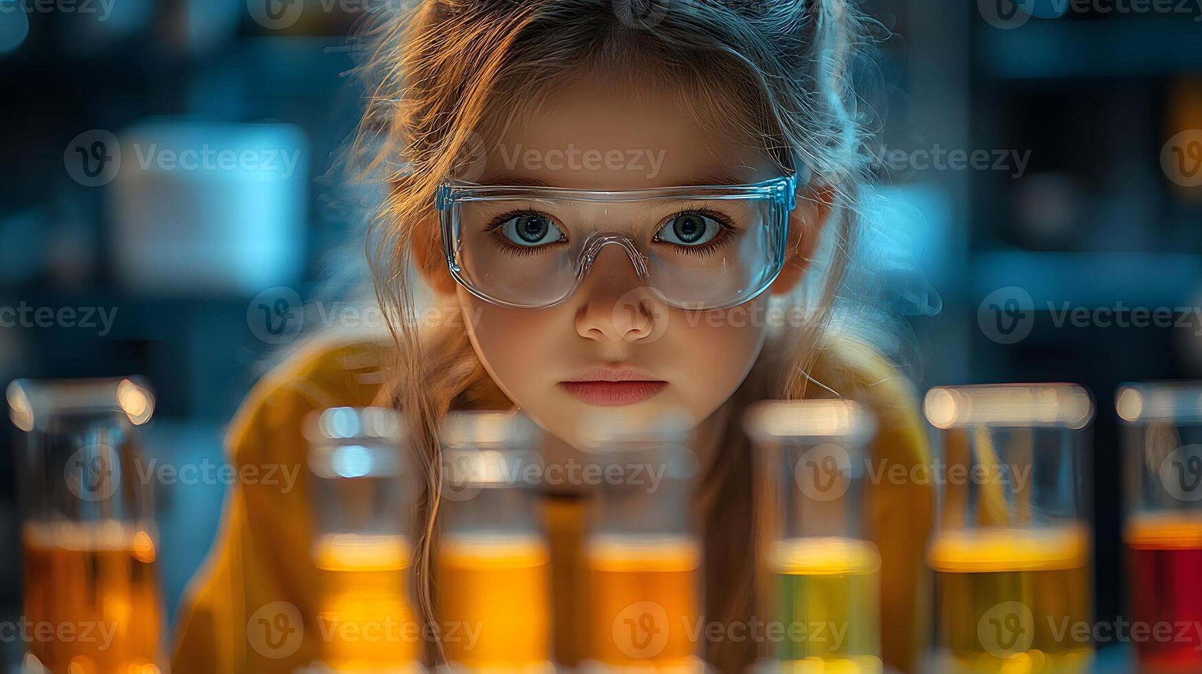 Cropped shot of a Girl scientist fun science experiments for kids, science lab. photo