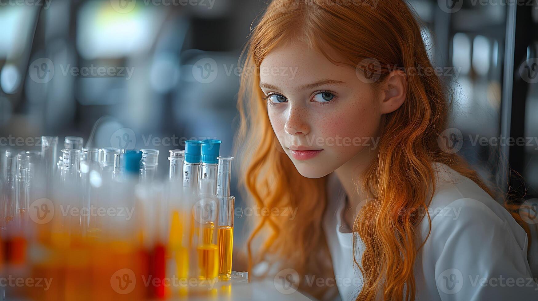 Cropped shot of a Girl scientist fun science experiments for kids, science lab. photo