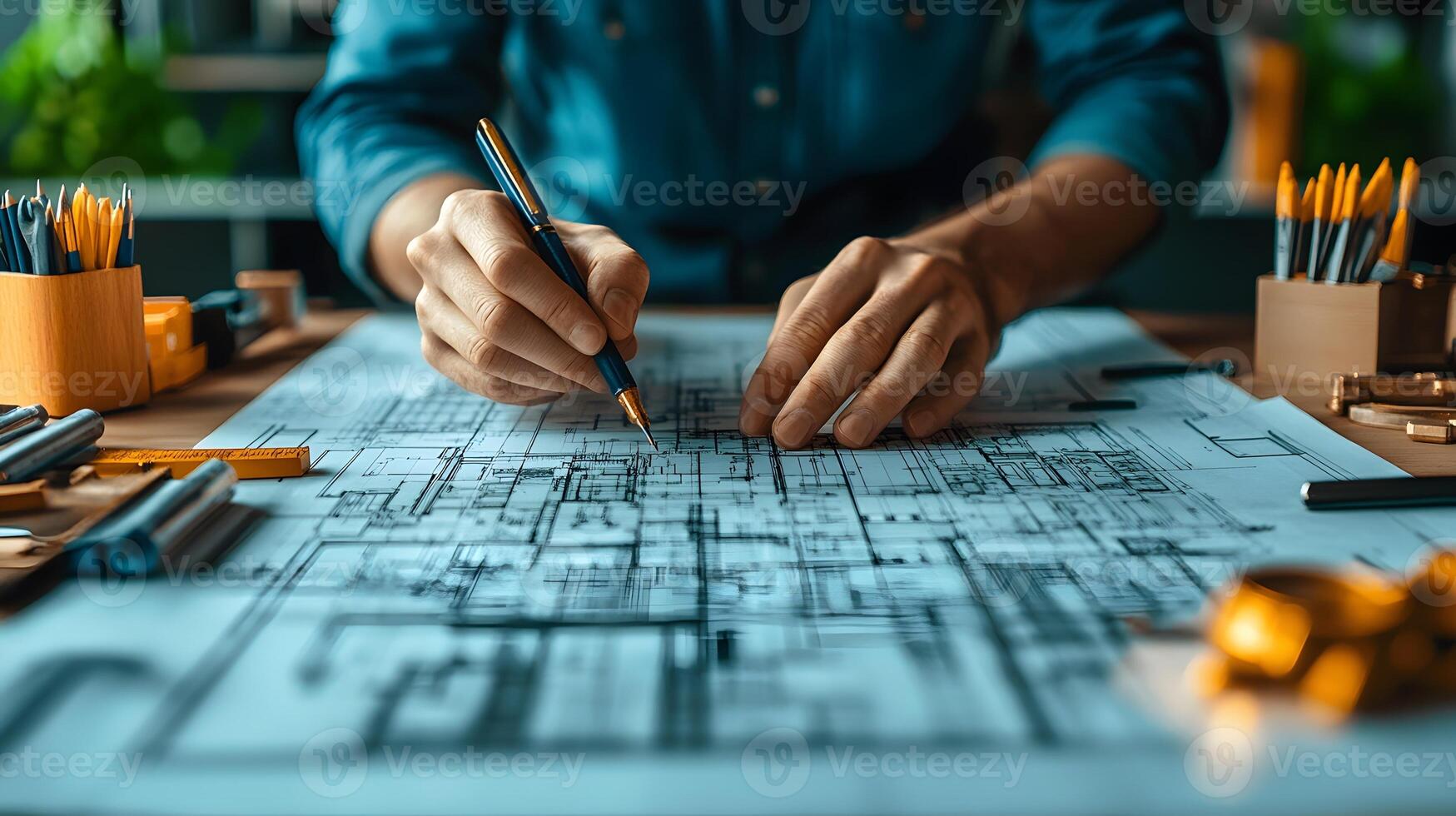 Cropped shot of a Engineers and architects are helping to design the construction. photo