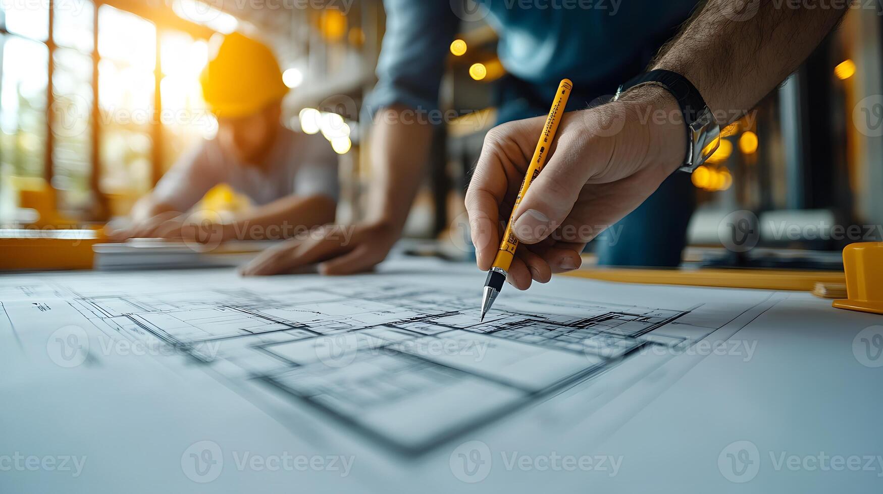 Cropped shot of a Engineers and architects are helping to design the construction. photo