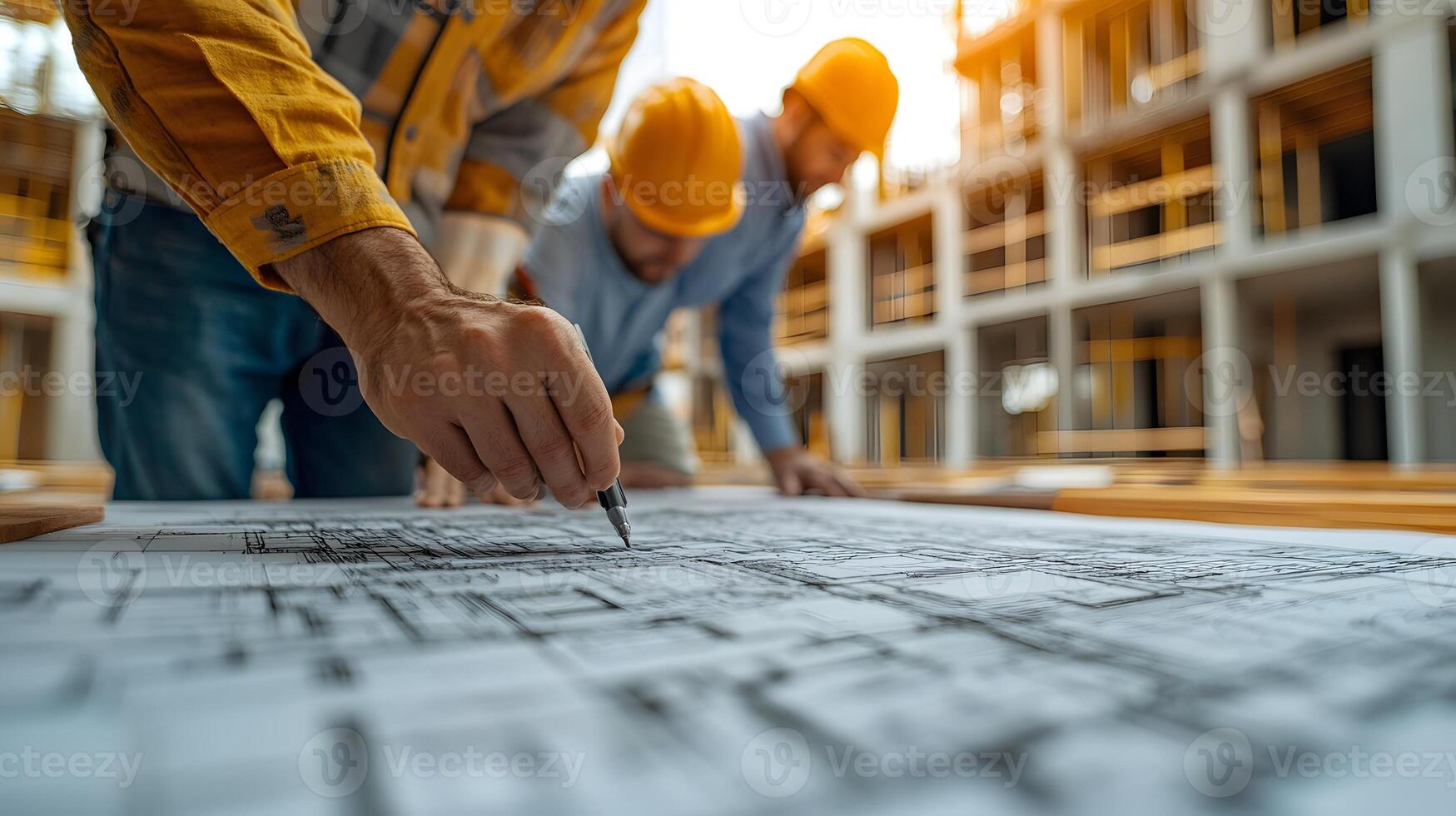 Cropped shot of a Engineers and architects are helping to design the construction. photo