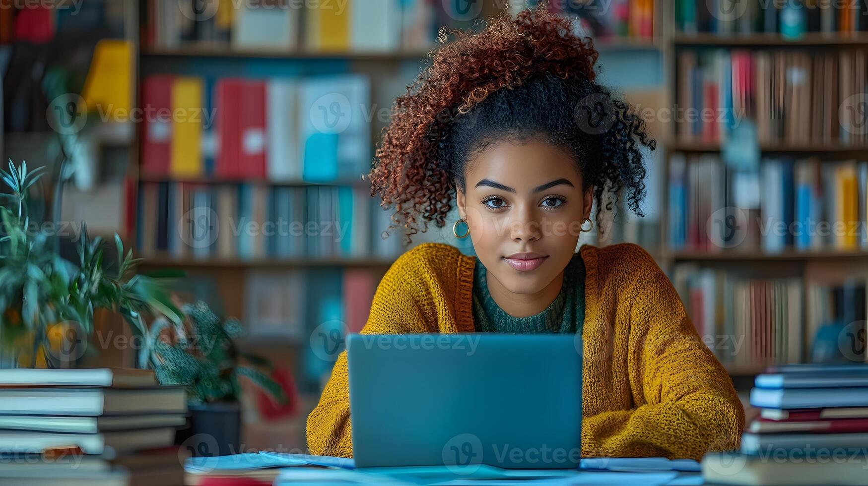 Online learning session with a student attending a virtual class, laptop and digital notes on a desk photo