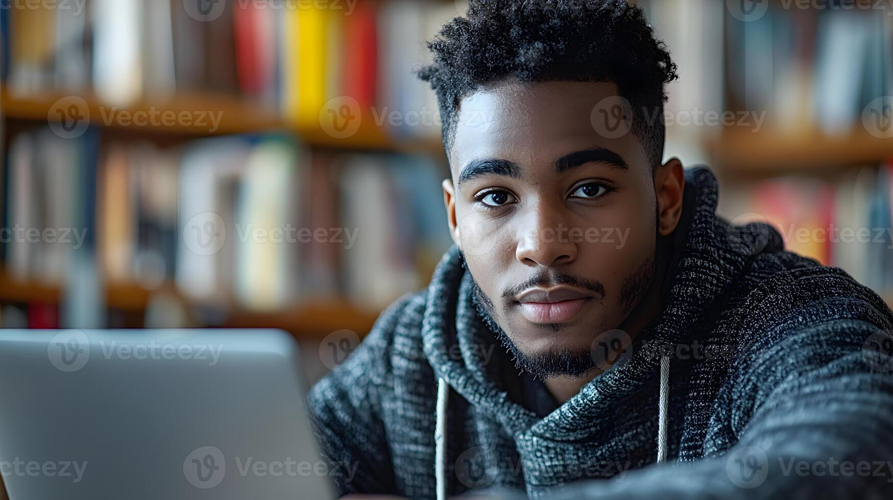 Online learning session with a student attending a virtual class, laptop and digital notes on a desk photo