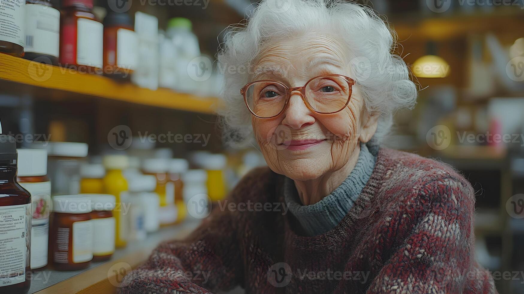 Elderly resident receiving care in a nursing home, nurse providing assistance with medication and personal needs photo