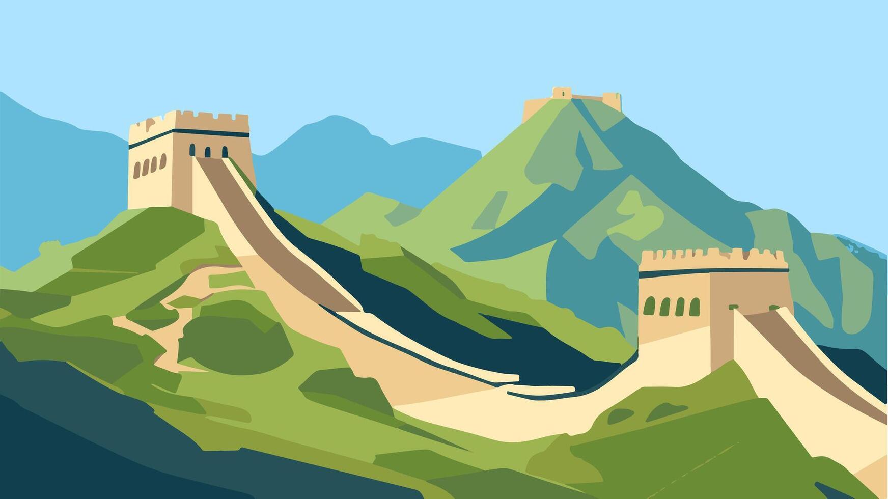 The Great Wall of China's Mountaintop Vigil vector