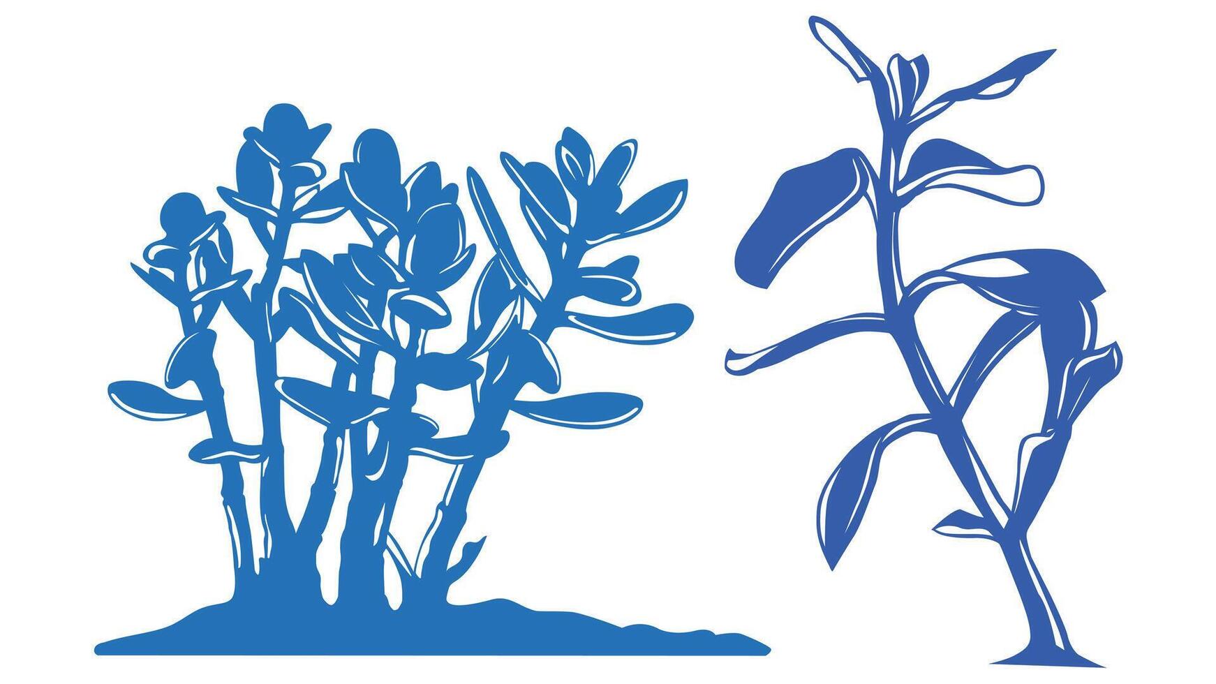 Blue Succulent Silhouettes vector